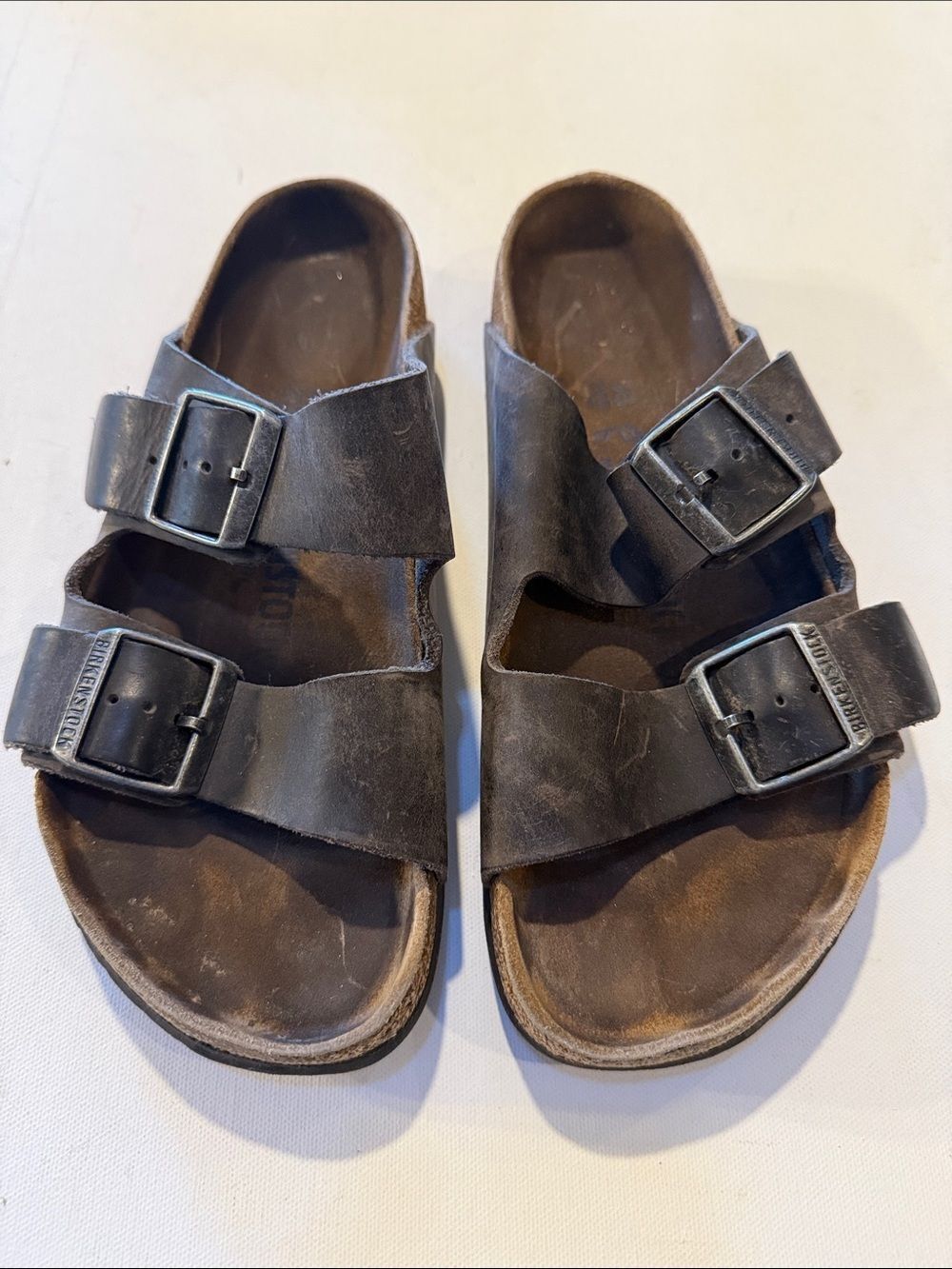 Birkenstock Brown Suede Double Buckle Slide Sandals